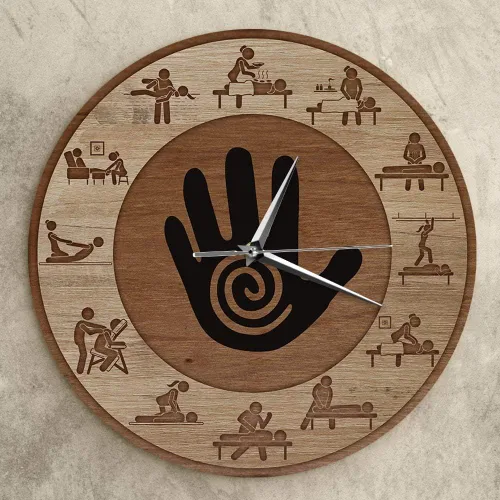 Vista 6 de The Geeky Days Reloj de pared impreso de terapia física de masaje, cuarzo silencioso, masaje para personas, relajarse, cuidado corporal, spa, salón