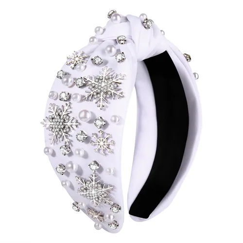 Vista 18 de boderier Diademas de Navidad para Mujeres Diadema de Árbol de Navidad con Cuentas Diadema Ancha Anudada de Cristal Accesorios para el Cabello