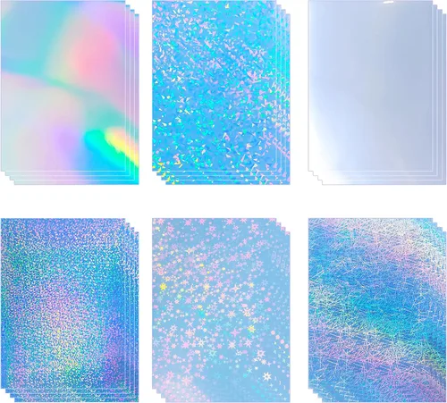 Vista 8 de Bleidruck Papel adhesivo holográfico brillante imprimible, 20 hojas de 8.5 x 11 pulgadas, impermeable, con purpurina, de secado rápido