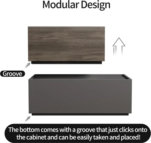 Vista 6 de Mesita de noche moderna con cajones de almacenamiento apilables, juego de muebles modulares para dormitorio - armario de almacenamiento, mesita
