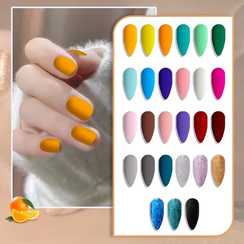 Vista 2 de JEWHITENY Juego de 30 esmaltes de uñas de 27 colores, verde, azul, rosa, naranja, Gitter Sock Off Gel Polish con capa base superior mate y brillante