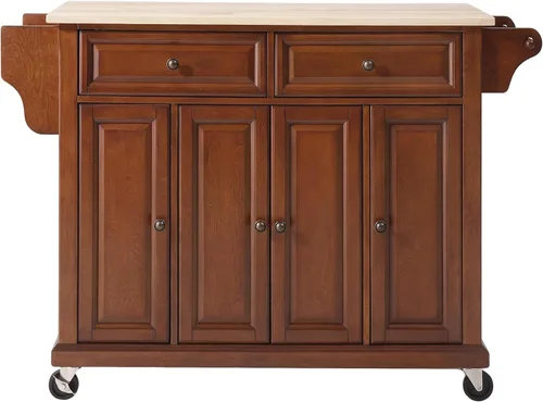 Vista 7 de Crosley Furniture isla de cocina con ruedas, Madera, Negro
