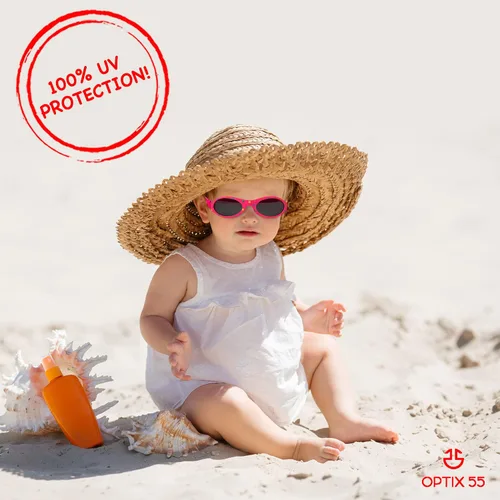 Vista 4 de Optix 55 Gafas de sol para bebé con correa Gafas de sol para bebés, niños y niñas de 0 a 12 meses edad 3, UV 400