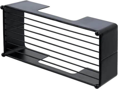 Vista 7 de MyGift Soporte moderno para toallas de papel plegadas de metal negro mate para baño comercial y de invitados, encimera de fregadero o mesa