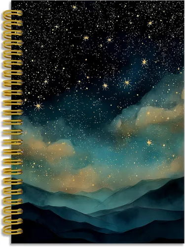 Vista 31 de Dark Witchy Moon Stars Notebook Journal, Celestial Astrology Witchy Gifts for Women Journal, Crescent Moon Face Starry Forest Spiral Notebook