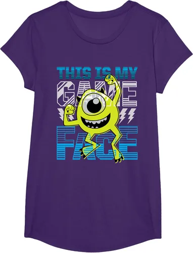 Vista 16 de Disney Pixar Monsters Inc. Mike Wazowski Game Face Camiseta Negro