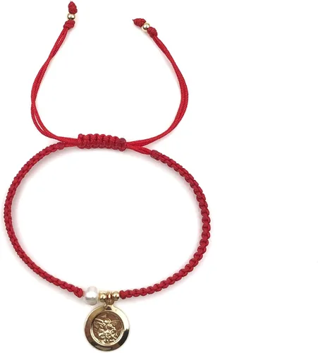 Vista 5 de Handwoven Red Thread with Saint Michael Archangel Medal and Cultured Fresh Water Pearl - Catholic Protection Bracelet Adjustable Size for Women