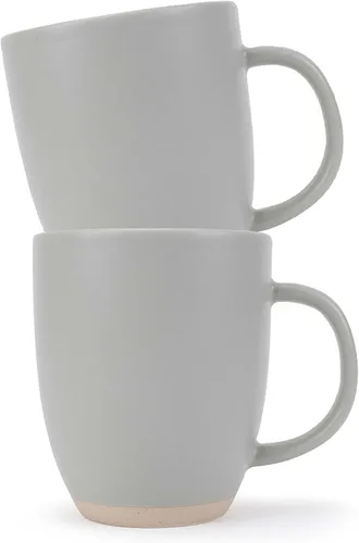 Vista 20 de Elanze Designs Paquete de 2 tazas de café de cerámica de 13 onzas con fondo de arcilla cruda, color verde menta Verde (Mint Green)