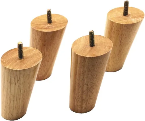 Vista 3 de Juego de 4 patas de repuesto de madera maciza para sofá y sofá de 4 Slant- Juego de 4