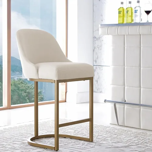 Vista 93 de Leick Home 214536 Barrelback Silla de comedor con base de metal, juego de 2, para comedor, asiento moderno de lino negro y base de metal dorado