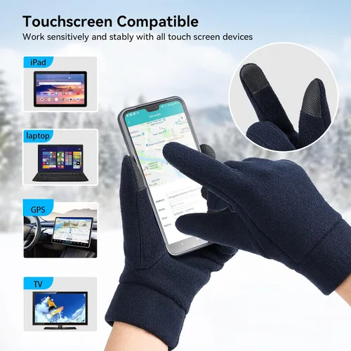 Vista 2 de OZERO Guantes de invierno para hombre y mujer Pantalla táctil Térmica Polar Polar Guante Cálido para Correr Conducción Bicicleta Ciclismo
