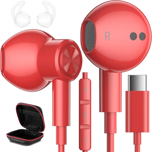 Vista 13 de iMangoo Auriculares USB C Tipo C para Samsung Galaxy S25 Ultra S24 Plus S23 S22 S21 S20 Auriculares Magnéticos con Cable HiFi DAC Micrófono