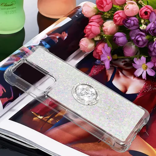 Vista 7 de CCSmall Funda para Xiaomi Redmi Note 10 Pro/Pro Max Glitter Liquid Quicksand, cubierta transparente brillante para teléfono con soporte de anillo