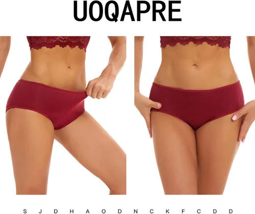 Vista 5 de Ropa interior de algodón para mujer, de cintura alta, elásticos, suaves, cobertura completa, talla regular y grande, paquete de 5