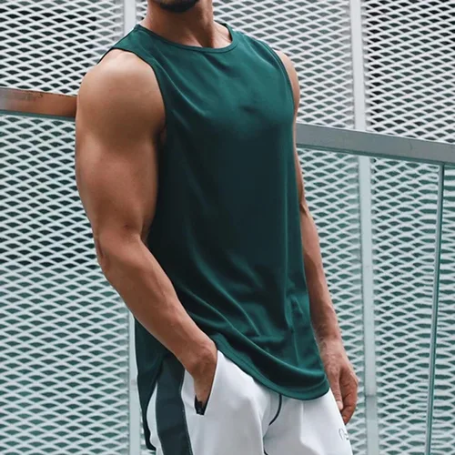 Vista 2 de Magiftbox Camiseta sin mangas para hombre de entrenamiento muscular, chaleco de gimnasio, fitness, trotar, deportes, malla, camisetas sin mangas