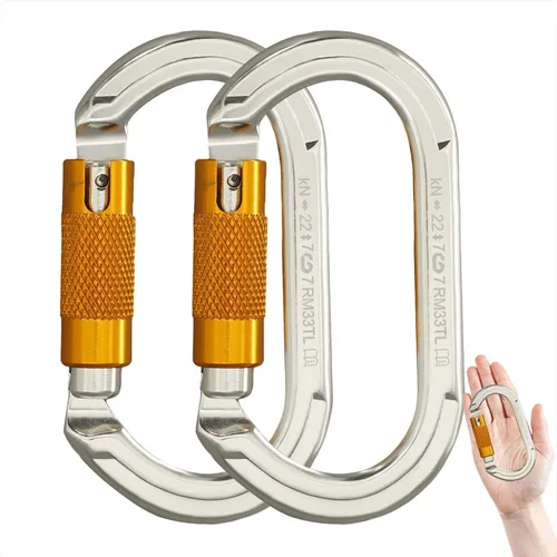 Vista 18 de SOB Clips de mosquetón de escalada con bloqueo automático, conector de mosquetón asimétrico de alta resistencia utilizado para rappel