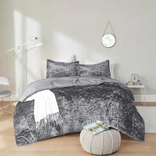 Vista 19 de Comfort Spaces - Juego de edredón reversible de terciopelo negro, 2 piezas Back to School twin XL Dorm Bedding Sets, Brushed Microfiber Reverse