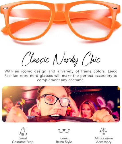Vista 2 de LEICO FASHION Lentes transparentes sin receta retro para hombres y mujeres lentes falsos para disfraz de cosplay