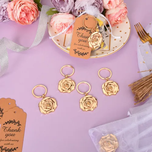 Vista 5 de 50 llaveros/llaveros para baby shower, boda o despedida de soltera, regalos, recuerdos para invitados a granel con etiquetas de regalo y bolsas