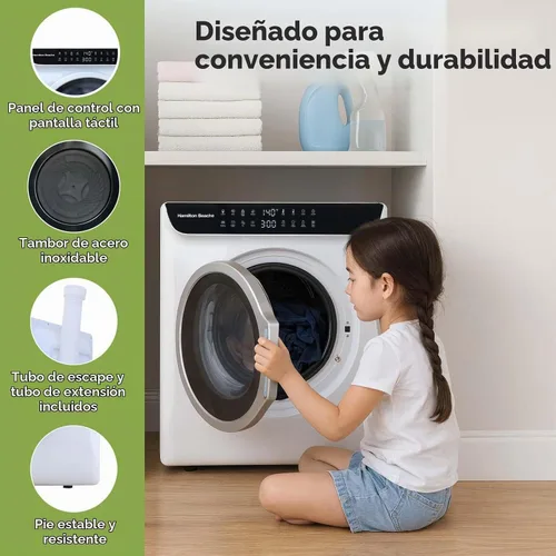 Vista 3 de HAMILTON BEACH Secador de ropa portátil compacto eléctrico, blanco