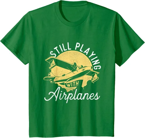 Vista 44 de Still Playing With Airplanes - Camiseta de control remoto RC Avión Piloto, Negro