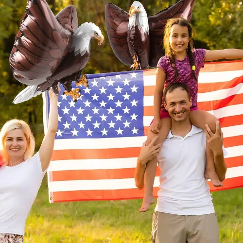 Vista 5 de 4 globos inflables 3D de 32.7 x 26 pulgadas de águila gigantes para decoración de fiestas de animales, pájaros grandes, celebración del 4 de julio