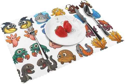 Vista 10 de Rectangular Placemats Set of 4, Heat Resistant Candy Castle Printed Kitchen Dining Table Mats