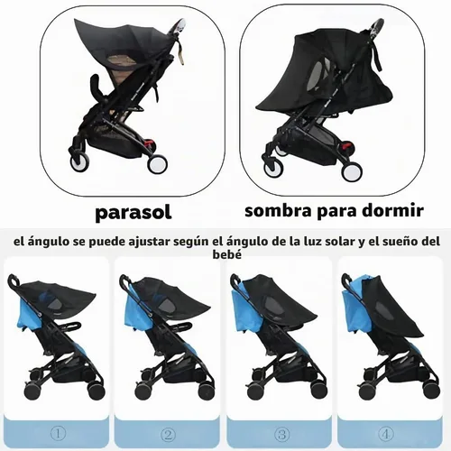 Vista 4 de Parasol universal para cochecito de bebé, protección UV, resistente a la lluvia, para cochecito, cochecito, cochecito, sombrilla, parasol opaco