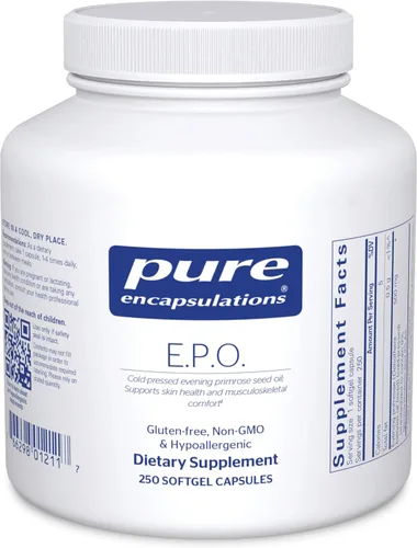 Vista 8 de Pure Encapsulations E.P.O. (Aceite de Onagra) Suplemento Dietético Hipoalergénico que Contiene 9% GLA 100 Cápsulas Blandas