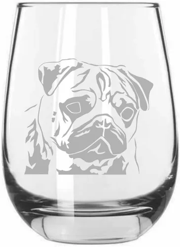 Vista 64 de Shar Pei (chino) - Vaso de vino sin tallo grabado para perro, 15.25 onzas