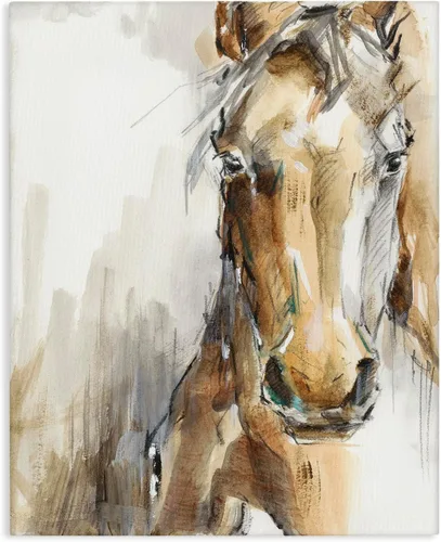 Vista 16 de Retrato de caballo semental negro' Arte en lienzo