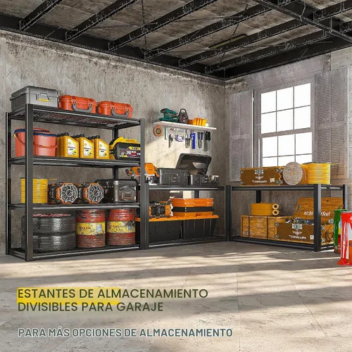 Vista 5 de REIBII 40" W Storage Shelves with Wire Mesh Panels for Garage Organization Negro