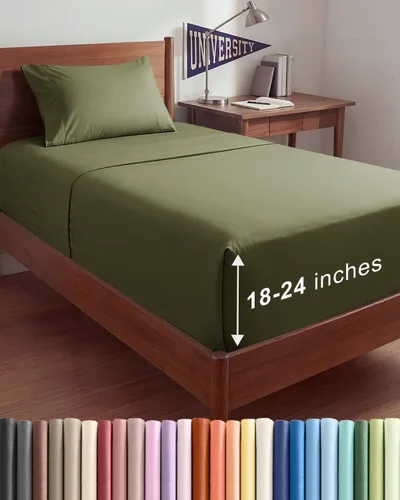 Vista 183 de Sábanas individuales de bolsillo extra profundo, sábanas transpirables y refrescantes de 3 piezas, juego de sábanas de lujo para hotel, suaves, sin