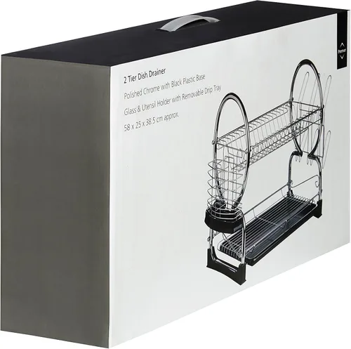 Vista 3 de Premier Housewares - Escurridor de platos de 2 niveles, color negro, 15.4 x 22.0 x 9.8 in