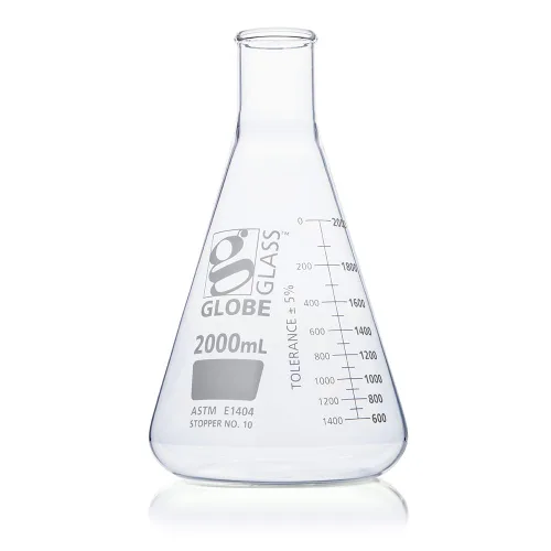Vista 5 de Erlenmeyer - Frasco de vidrio, 0.8 fl oz, boca estrecha, graduaciones dobles, vidrio de borosilicato 3.3, ASTM E1404, 12/caja