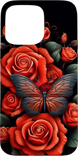 Vista 31 de Cute Butterfly Red Floral Flower Butterfly Rose Case for iPhone 17