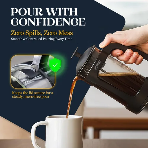 Vista 6 de ESPRO Light P3 - Cafetera de prensa francesa, microfiltro doble patentado para preparar sin arena, resistente al calor, prensa de café de vidrio
