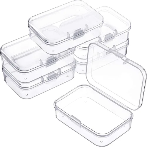 Vista 32 de 6 piezas de mini contenedores de almacenamiento de cuentas de plástico transparente para recolectar artículos pequeños, cuentas, joyas, tarjetas