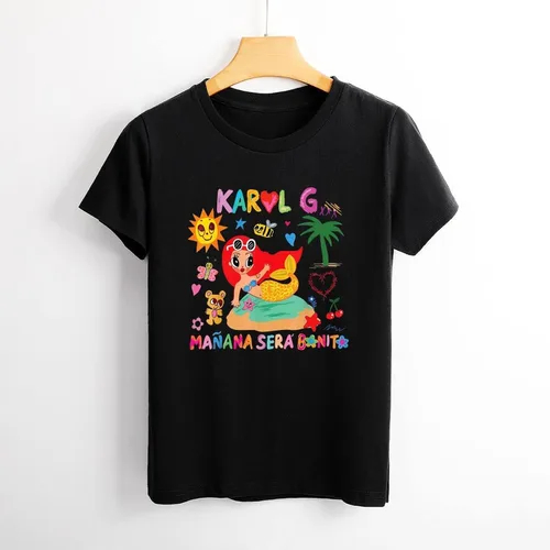 Vista 4 de Karols G Shirt Mananas seras Bonitos Camiseta para Mujer