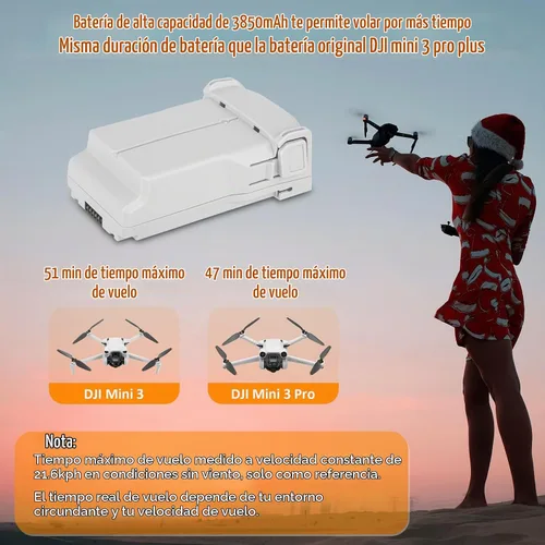 Vista 4 de Mini 3 baterías recargables 1 paquetes 3850mAh reemplazo para mini 3/mini 3 pro batería compatible con DJI Mini 3/Mini 3 Pro Drone