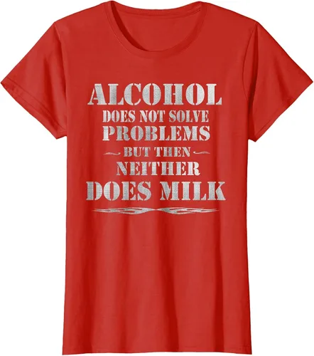 Vista 11 de Alcohol Does Not Solve Problems. But Then, Neither Does Milk T-Shirt Asphalt Grey