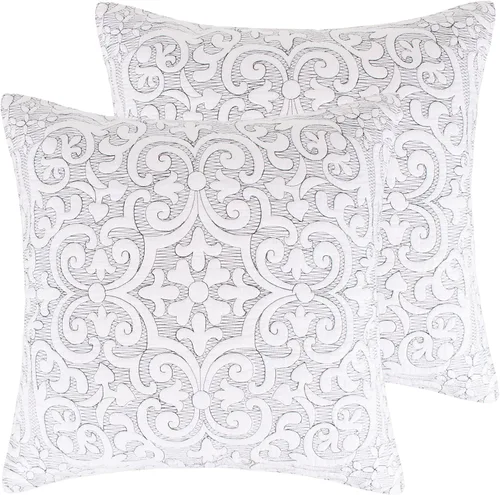 Vista 7 de Levtex Home - Sherbourne Black Stitch - Funda acolchada estándar - Medallón acolchado blanco con puntada negra - Algodón/Poliéster Puntada negra