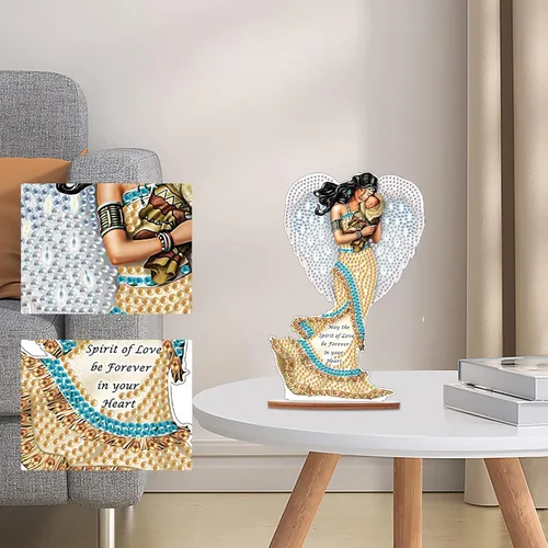 Vista 6 de Kits de adornos de escritorio de pintura de diamante para adultos, ángel mamá, sosteniendo bebé, arte de diamante por números, decoraciones