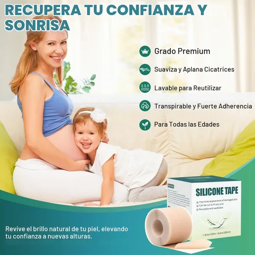 Vista 6 de Cinta de silicona para cicatrices, hojas de silicona para cicatrices (rollo de 1.6 x 59 pulgadas, rollo de 4.9 ft), láminas de silicona