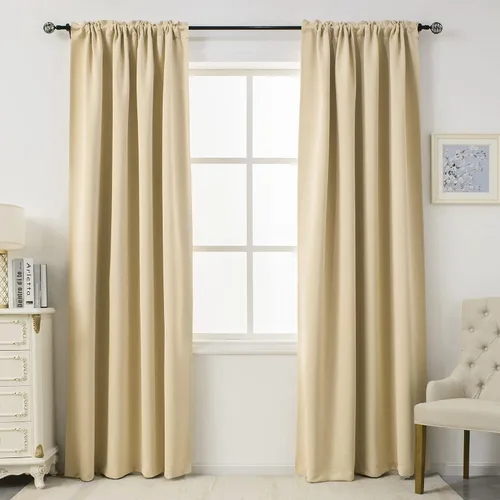 Vista 12 de DUALIFE Cortinas opacas de 45 pulgadas de largo, 2 paneles para ventanas pequeñas de dormitorio, aislamiento térmico, bolsillo para barra, cortinas