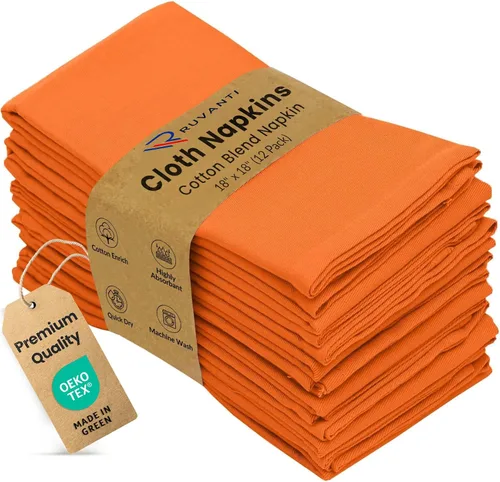 Vista 17 de Ruvanti - Juego de 4 servilletas de tela de 45x45 centímetros, lavables, suaves, duraderas, absorbentes, mezcla de algodón. Servilletas de mesa