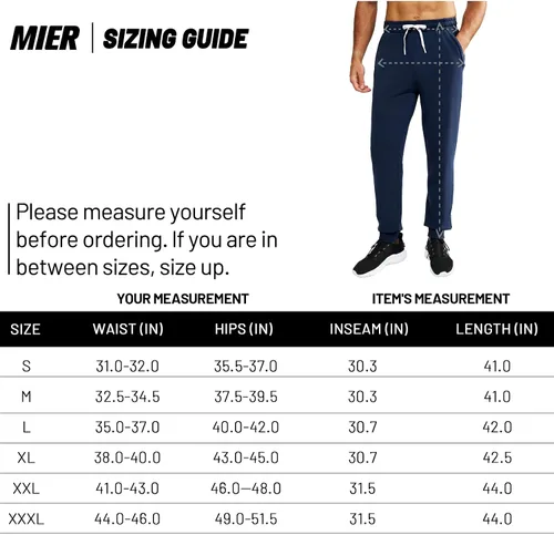 Vista 7 de MIER Men's Cotton Joggers Athletic Sweatpants for Gym Workout Active Lounge Jersey Track Pants with Pockets, Elastic Waist
