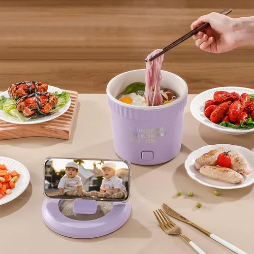 Vista 2 de Mini olla arrocera multifuncional, olla caliente eléctrica multifunción automática inteligente, 1 litro, multifuncional, para el hogar, todo en uno