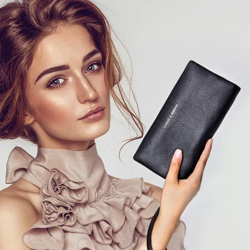 Vista 7 de Cartera para mujer, cartera de mano con soporte para teléfono, tarjetero grande de cuero vegano suave, Casual