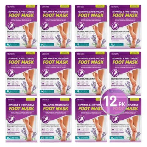 Vista 9 de Original Derma Beauty - Máscara de pies de 12 pares de hidratación intensa, aceite de aguacate, juego de mascarillas hidratantes para pies